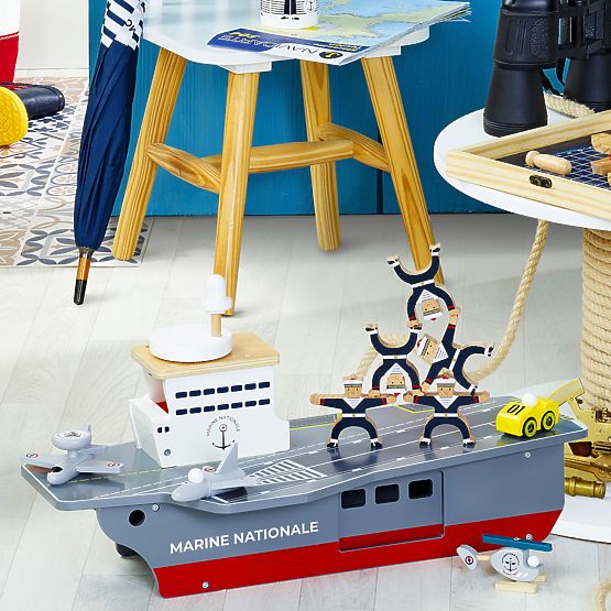 Vilac Wooden Aircraft Carrier with Accessories