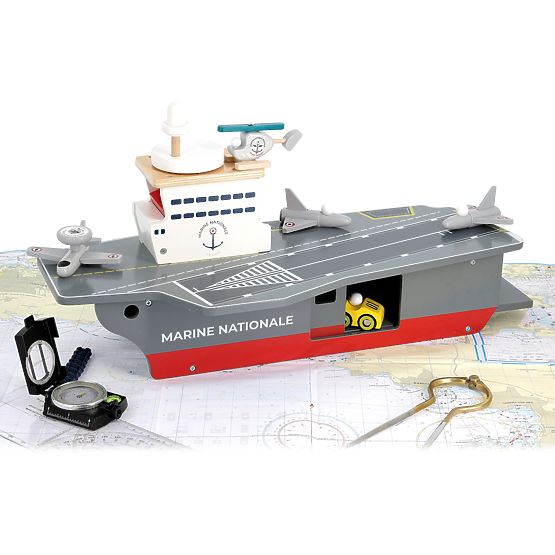Vilac Wooden Aircraft Carrier with Accessories