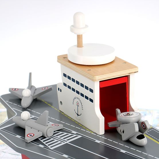 Vilac Wooden Aircraft Carrier with Accessories