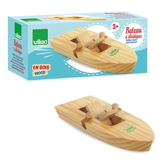 Vilac Wooden Boat with Rubber Band Propulsion