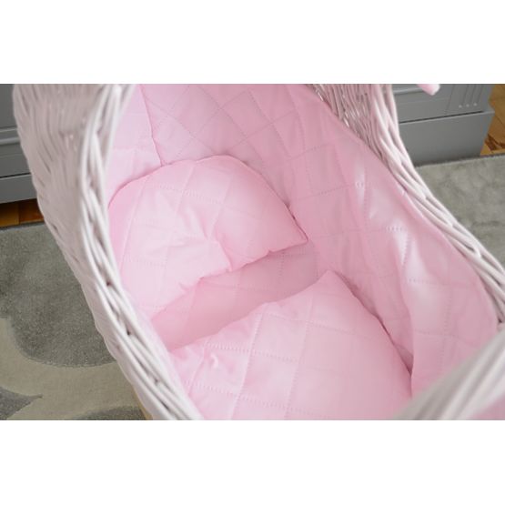 High wicker pram for dolls - pink