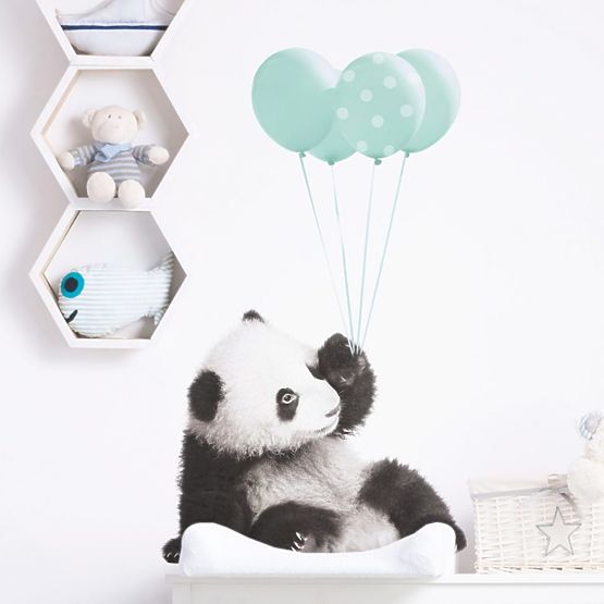 Wall decoration DEKORNIK - panda with mint balloons