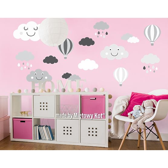 Wall Decoration - Grey-White Clouds and Balloons