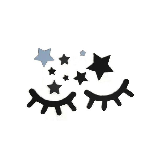 Wall decoration: Sleeping eyes with stars - blue