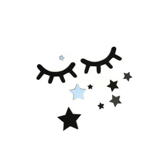 Wall decoration: Sleeping eyes with stars - blue