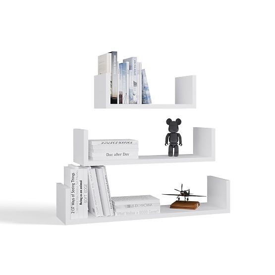 Wall-Mounted Hanging Shelf MOBI 3P WHITE