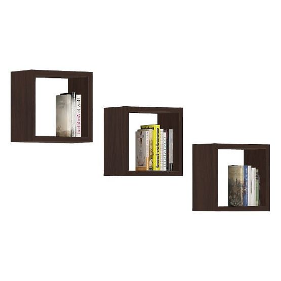 WALL SHELF K 25x25cm SET OF 3pcs WENGE
