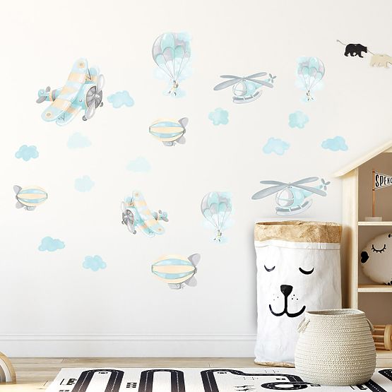 Set of wall stickers - Airplanes and balloons 22 pcs