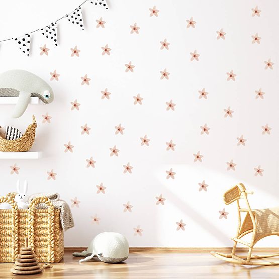 Set of wall stickers - Pink forget-me-nots 23 pcs