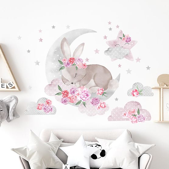 Wall sticker Sleeping Rabbit - pink