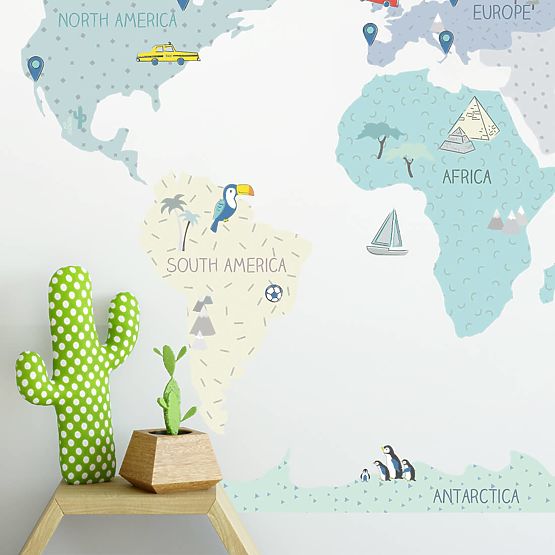 Wall sticker World map - mint