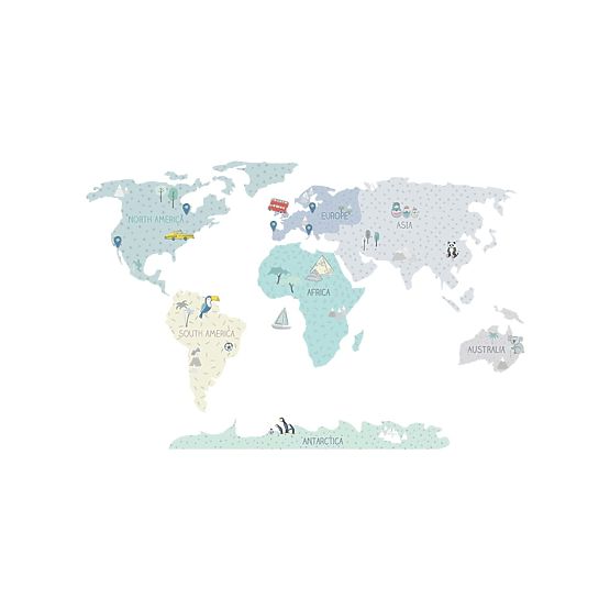 Wall sticker World map - mint