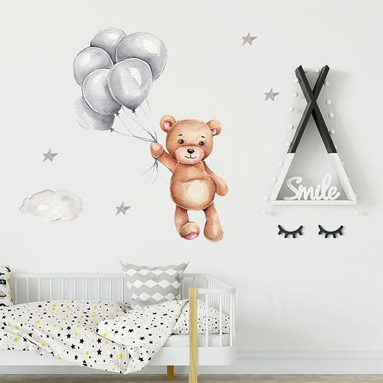 Wall Stickers - Teddy Bear with Balloons