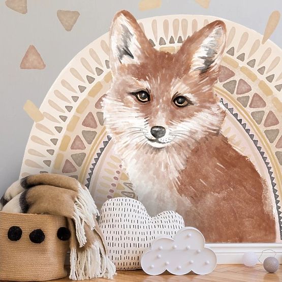 Wall Stickers - Fox on a Rainbow Background