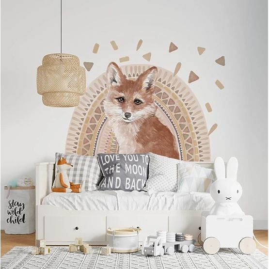 Wall Stickers - Fox on a Rainbow Background