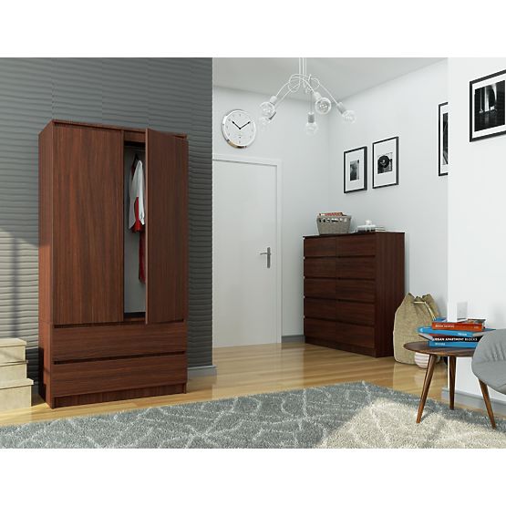 WARDROBE S 90 cm 2 DOORS 2 DRAWERS PK WENGE