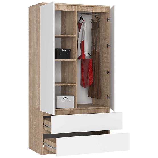 WARDROBE S90 2D 2DR CLP PK SONOMA / WHITE