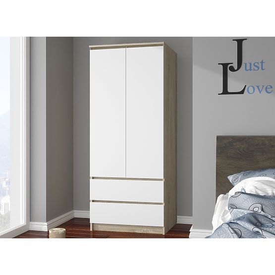 WARDROBE S90 2D 2DR CLP PK SONOMA / WHITE