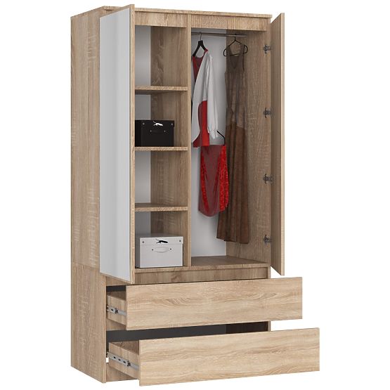 WARDROBE S90 2D 2SZ 2 MIRROR CLP PK SONOMA