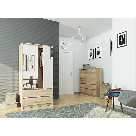 WARDROBE S90 2D 2SZ 2 MIRROR CLP PK SONOMA