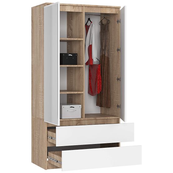 WARDROBE S90 2D 2SZ 2 MIRROR CLP PK SONOMA / WHITE