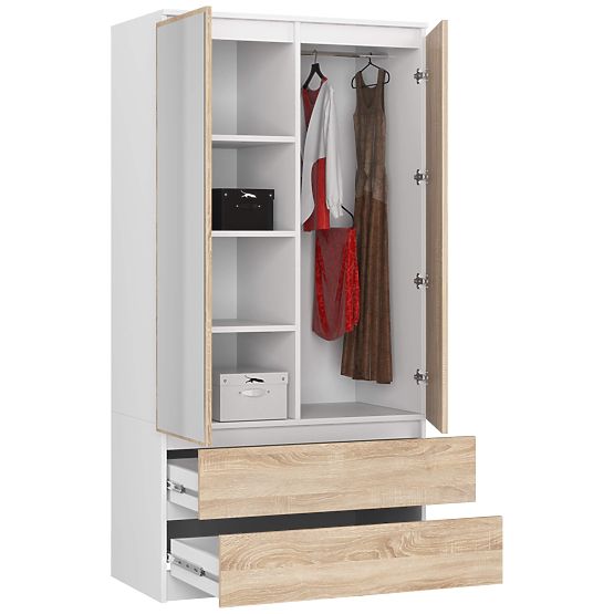 WARDROBE S90 2D 2SZ 2 MIRRORS CLP PK WHITE / SONOMA