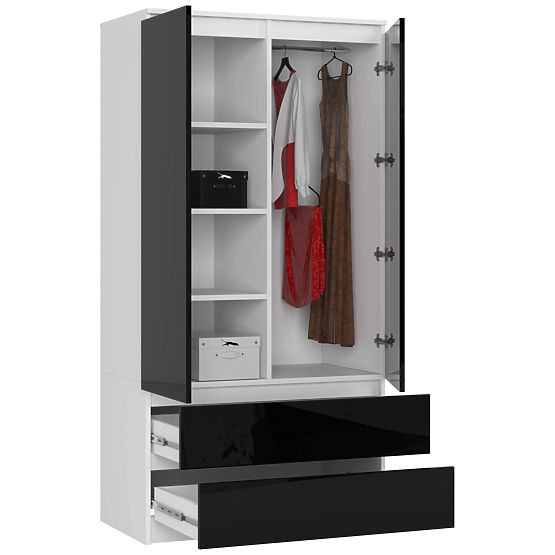WARDROBE S90 2D 2SZ CLP PK BLACK GLOSS