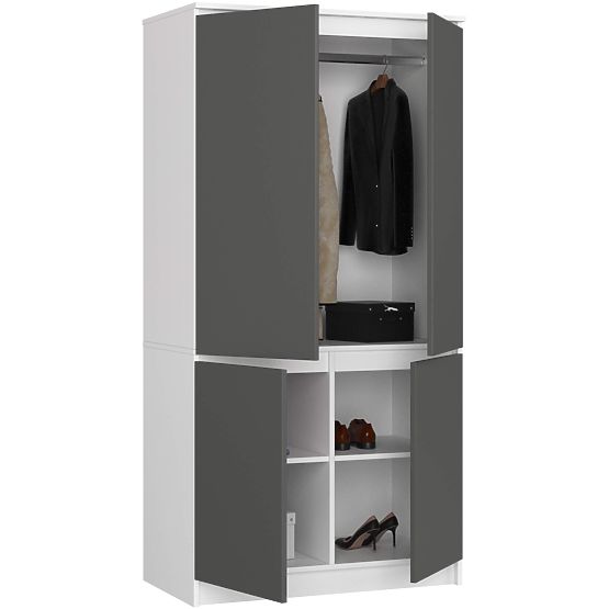 WARDROBE S90 4D CLP WHITE / GRAPHITE GRAY