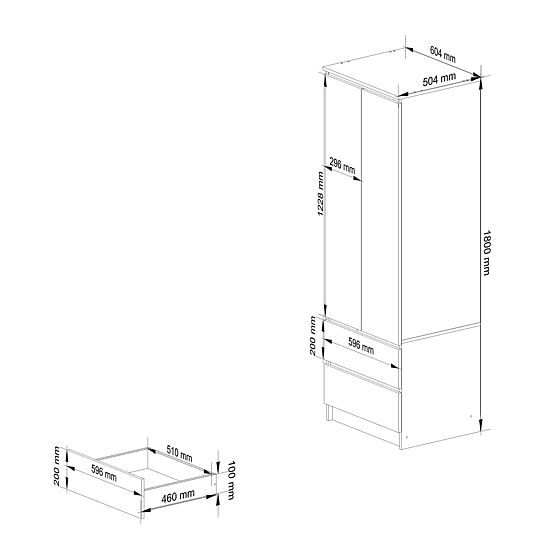 WARDROBE STAR S60 2D 2DR PK GRAPHITE GRAY