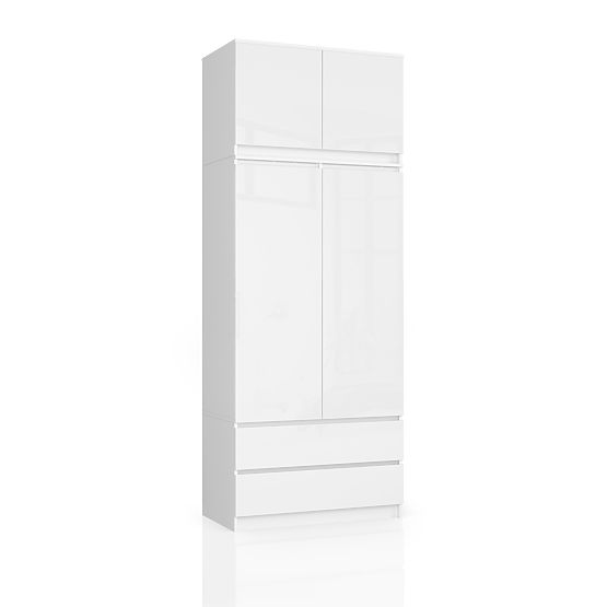 WARDROBE WITH EXTENSION S90 2D 2SZ CLP PK WHITE GLOSS