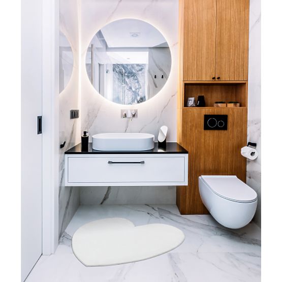 Washable Rug SHAPE 3105 Heart Shaggy - Ivory Plush, Non-slip