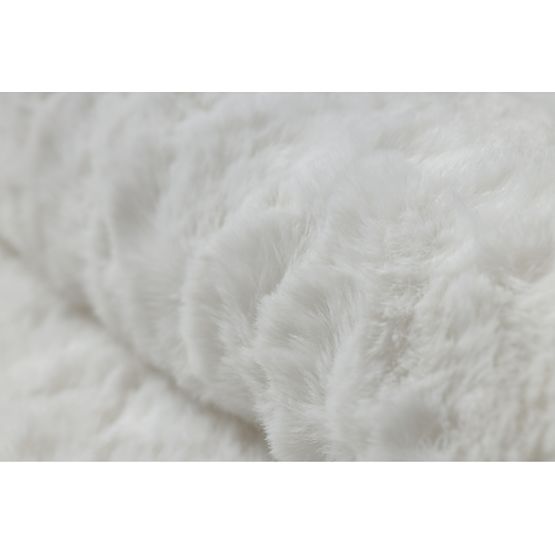 Washable SHAPE 3106 Flower Shaggy Rug - Ivory Plush, Non-slip
