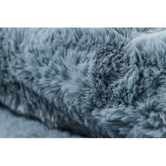 Washable SHAPE 3148 Star Shaggy Rug - Blue Plush, Non-slip