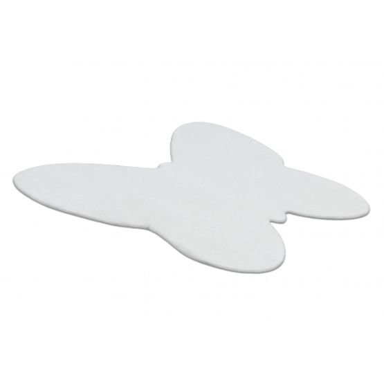 Washable SHAPE 3150 Butterfly Shaggy Rug - Ivory Plush, Non-slip