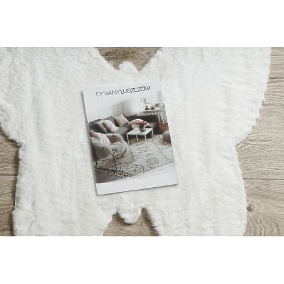 Washable SHAPE 3150 Butterfly Shaggy Rug - Ivory Plush, Non-slip