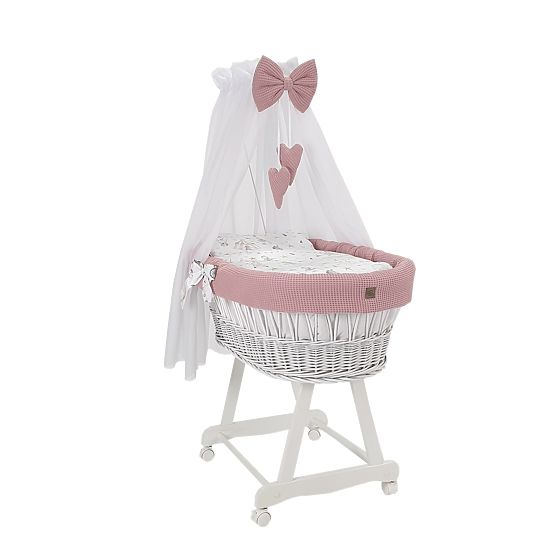 Wicker Baby Cradle with Circus Bedding Set