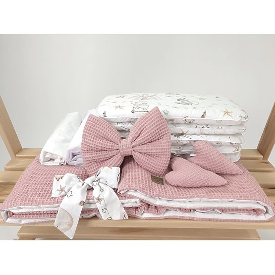 Wicker Baby Cradle with Circus Bedding Set