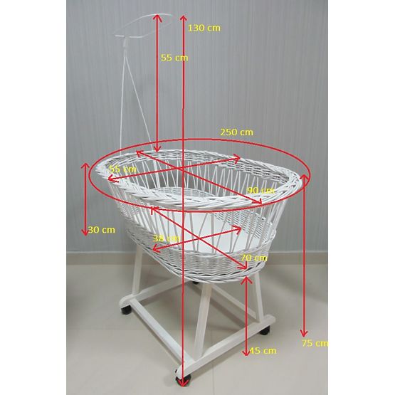 Wicker Baby Cradle with Accessories - Beige