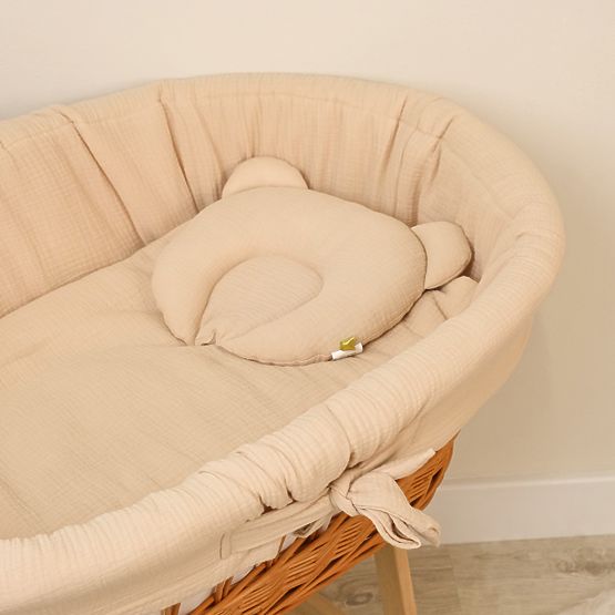 Wicker Baby Cradle with Accessories - Beige
