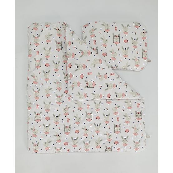 Wicker Baby Cradle with Bunny Bedding Set