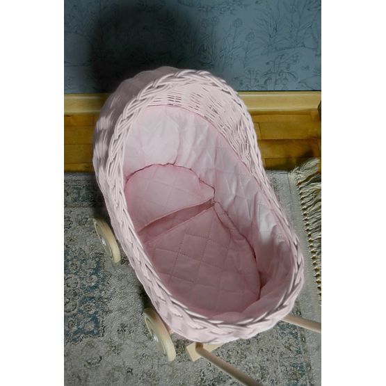 Wicker pram for dolls - pink