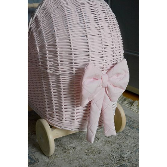 Wicker pram for dolls - pink