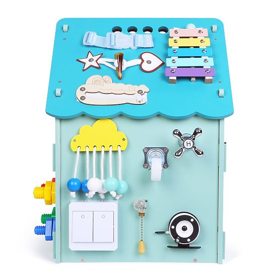 Wooden Activity Board House - Blue
