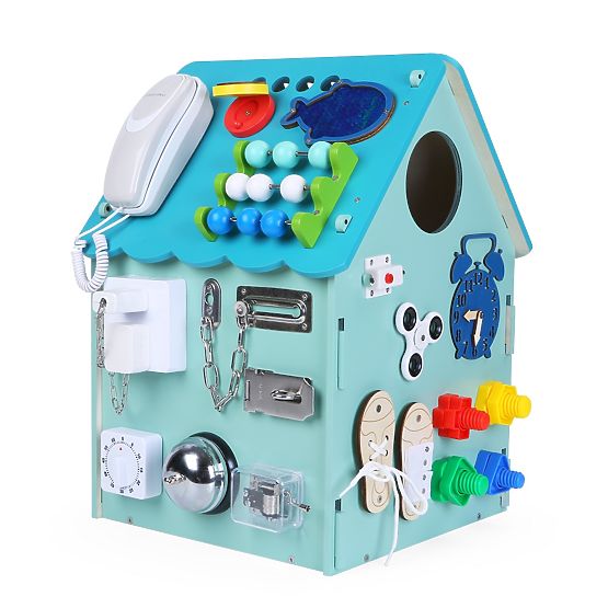 Wooden Activity Board House - Blue