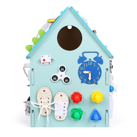 Wooden Activity Board House - Blue
