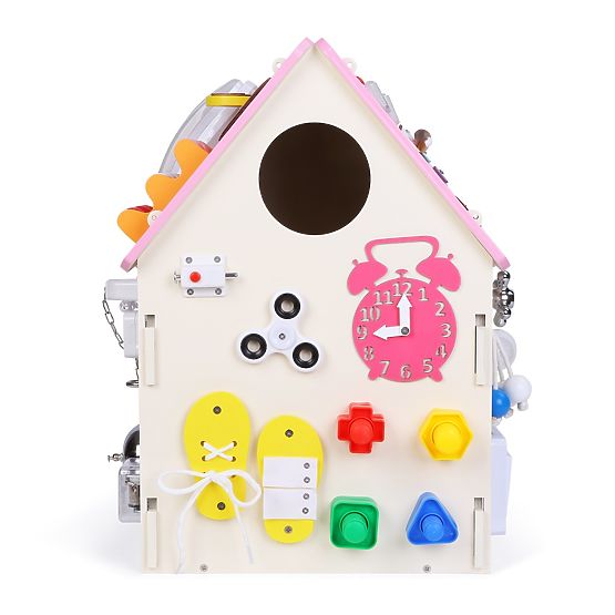 Wooden Activity Board House - Pink