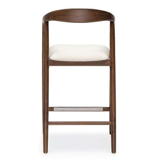 Wooden Bar Stool Ludvika 2.0, Rounded, Walnut/Cream