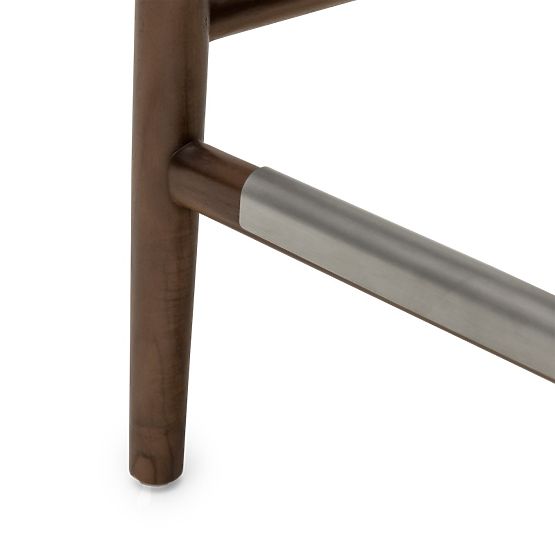 Wooden Bar Stool Ludvika 2.0, Rounded, Walnut/Cream