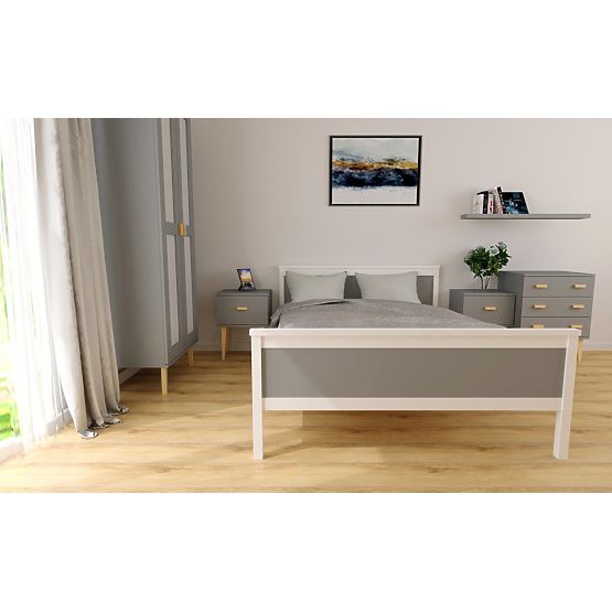 Wooden Bed Ikar 200 x 120 cm - Gray-White