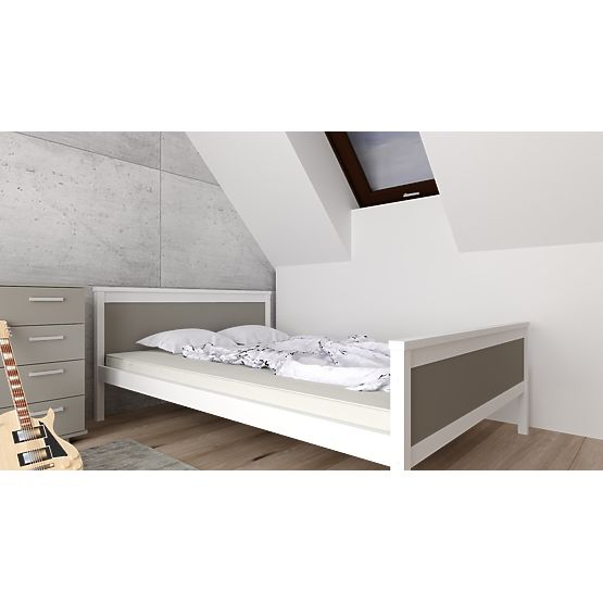 Wooden Bed Ikar 200 x 120 cm - Gray-White